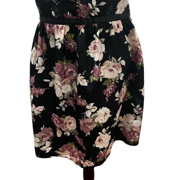 Three Pink Hearts 11 Black Dark Floral Sleeveless Fairy Grunge A-Line Mini Dress - Picture 3 of 8